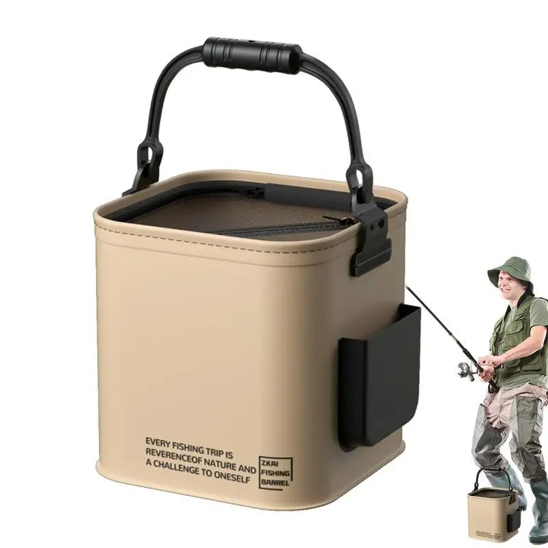 Fishing Bucket Foldable Fish Bait Bucket Multifunctional Waterproof Water Bucket Portable for Hiking Camping BBQ Beach Fishing Oasis Select