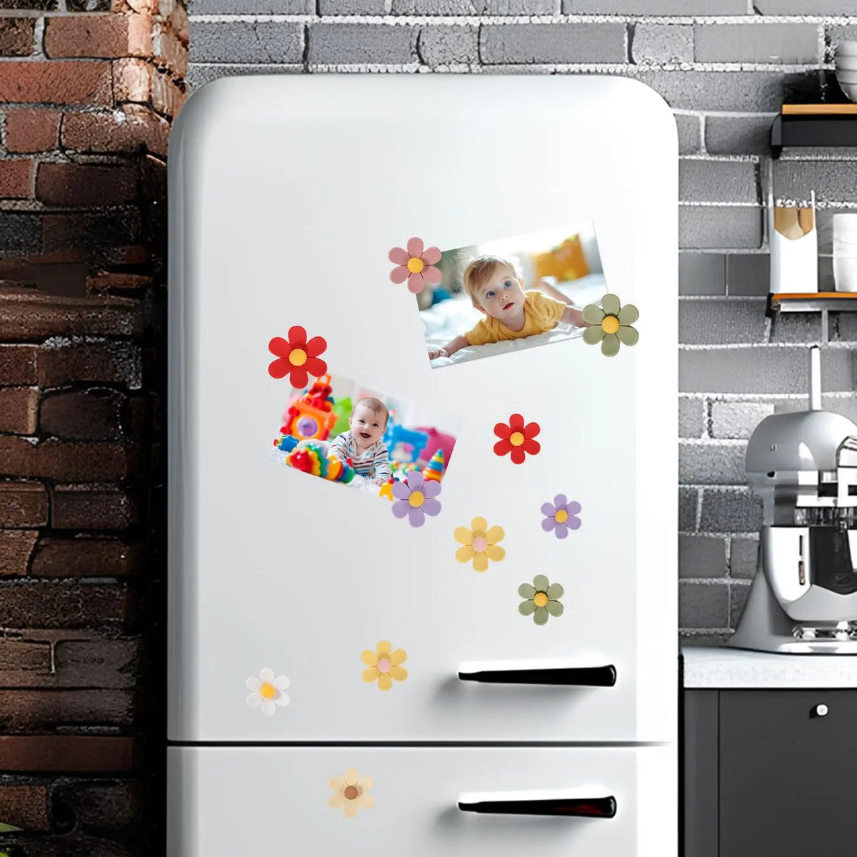 3D Flower Fridge Magnets, 3 Sizes Colorful Daisy Fridge Decoration for Locker Kitchen School Office Whiteboard Oasis Select