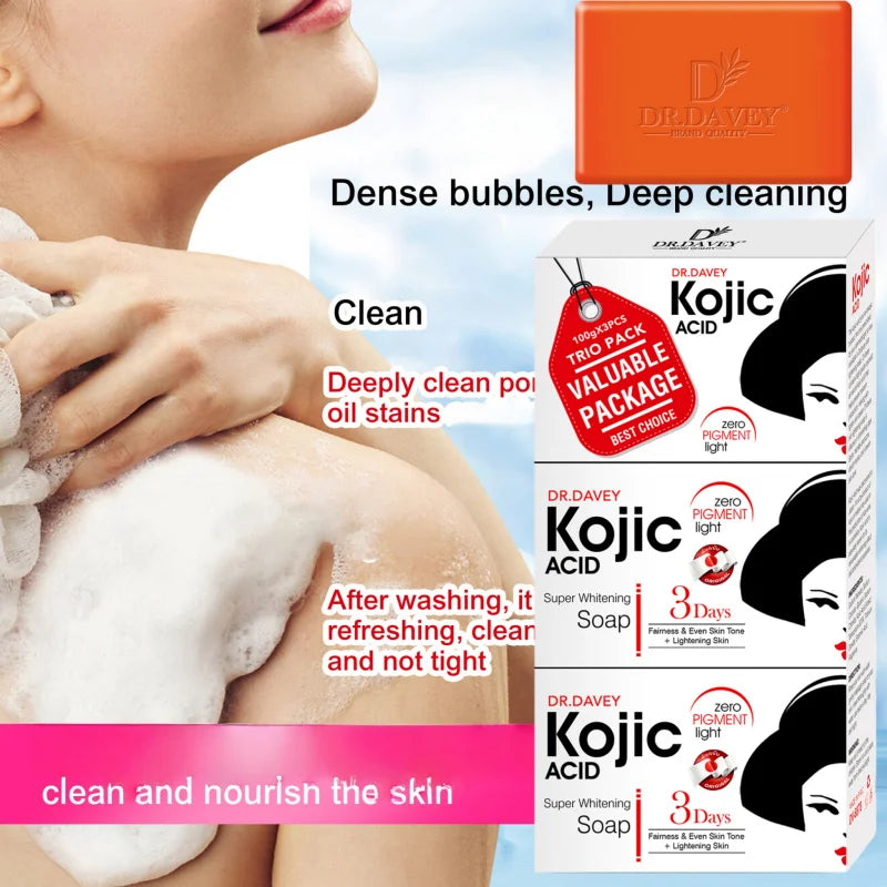 DR.DAVEY Kojic Acid Soap 3-Pack – Cleansing & Moisturizing
