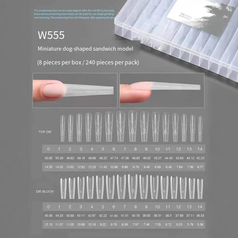 240Pcs Dual Nail Forms,Almond Extension Poly nail gel Nail Forms Full Cover Reusable Nail Molds for Solid Nail Gel Glue Nail Art Oasis Select WHITE