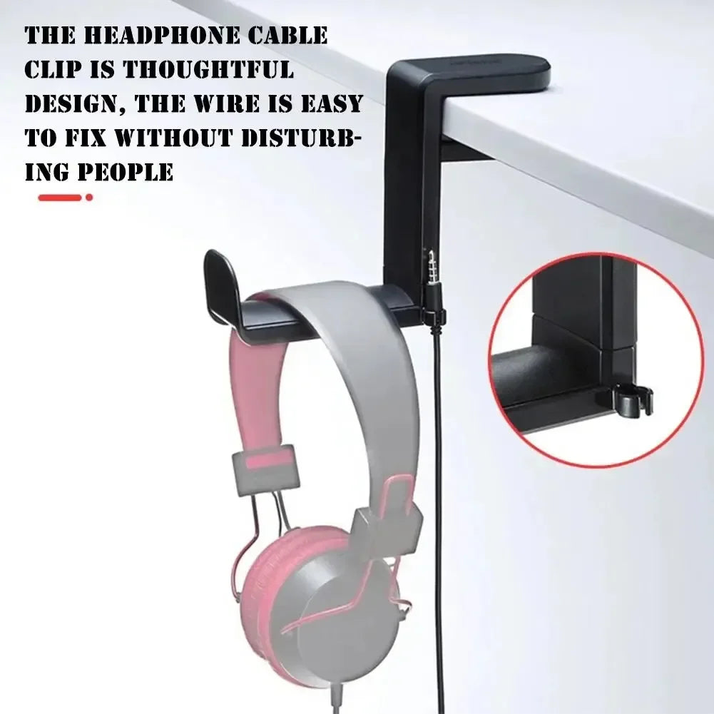 Rotatable Headphone Holder Universal Table Clip-on Headset Hanger Hook Under Desk Earphone Holder Clip Organizer for Home Office Oasis Select