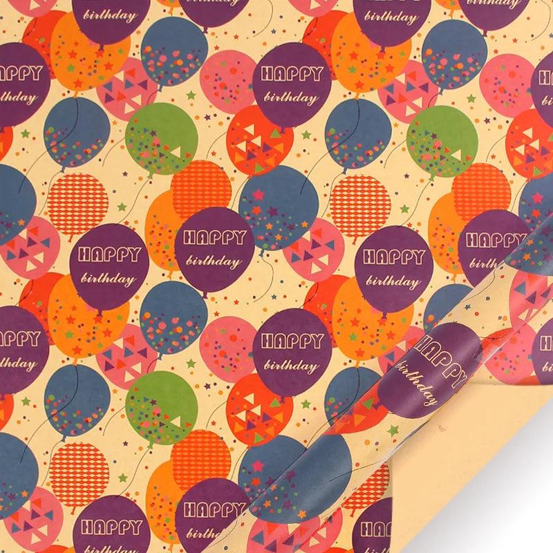50x70cm Colorful Balloon Birthday Gift Wrapping Paper Valentine's Day Gift Packaging Papers Flower Bouquet Paper DIY Craft Decor Oasis Select Style 1