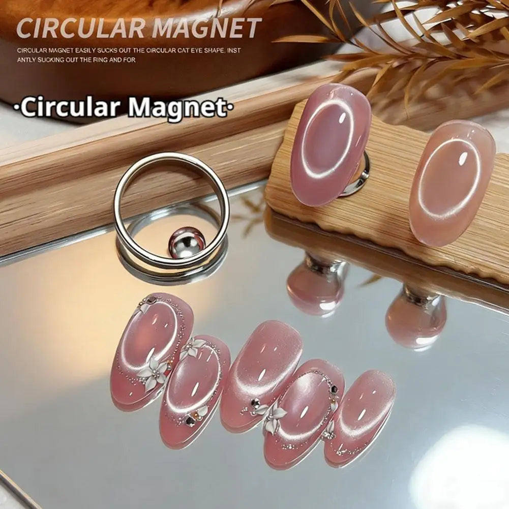 Cat Eye Nail Ring Magnet Hollow Vacuum Suction Hole Design Universal Magnetic Gel Nail Polish DIY Manicure Auxiliary Tool Oasis Select