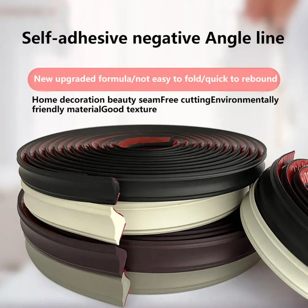 5M Self-Adhesive PVC Corner Trim Molding Strip | Skirting Line