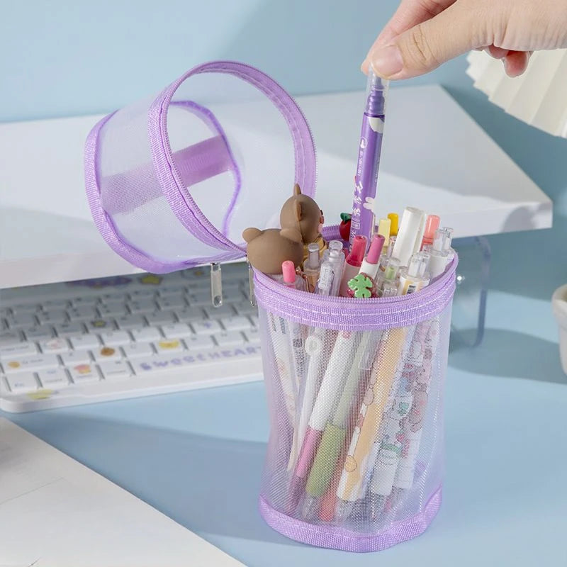 1/4PCS Multiple Simple Transparent Stand Up Pen Cases, Student Daily Storage, Large Capacity Stationery Box Oasis Select