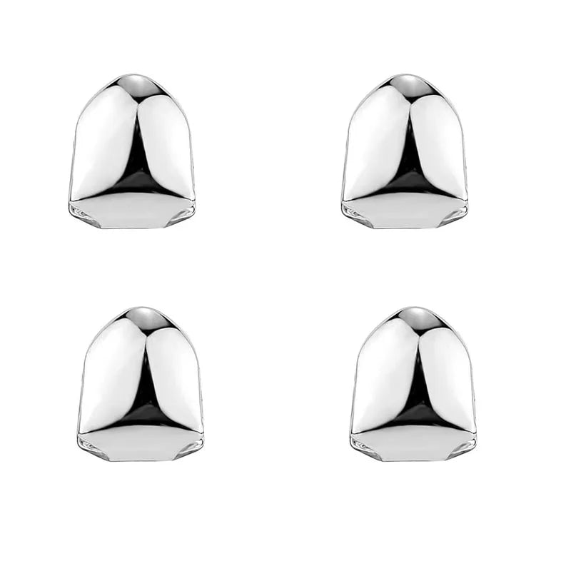1/2/3/4pcs Fashion Gold Color Small Single Tooth Cap Grills Hip Hop Style Teeth Grill Golden Dental Braces Teeth Makeup Tools Oasis Select 4pcs Silver