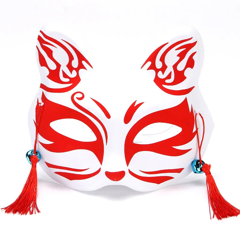 Foxes Mask Japanese Cosplay Rave Hand-Painted Anime Demon Slayer Half Face Cat Masks Masquerade Festival Party Cosplay Props Oasis Select