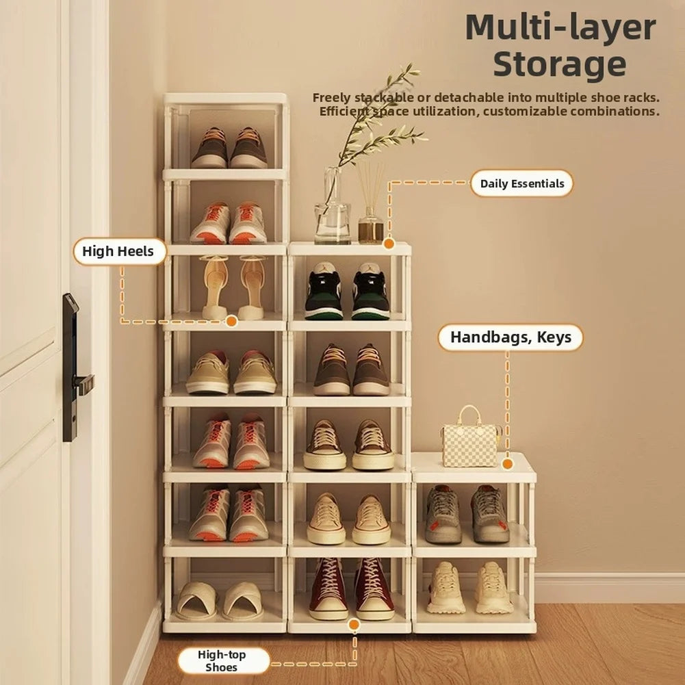 White 3 Tier Slim Shoe Rack Space Saving PP Storage Organizer For Small Entryway Hallway Narrow Corner Home Organization Oasis Select