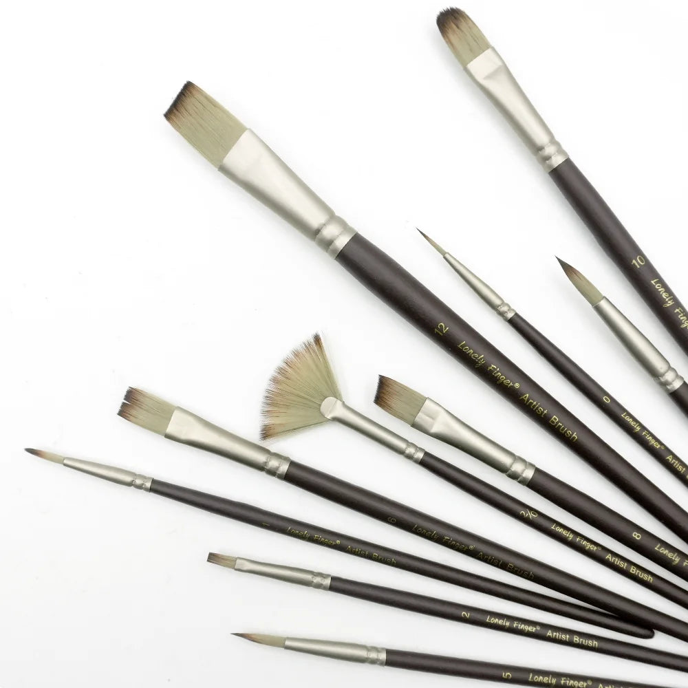 10pcs Artist Paint Brush Set Wood Handle Oil Acrylic Paint Brushes, Watercolor Brush Set for Body, Face, Rock, Canvas Drawing Ar Oasis Select