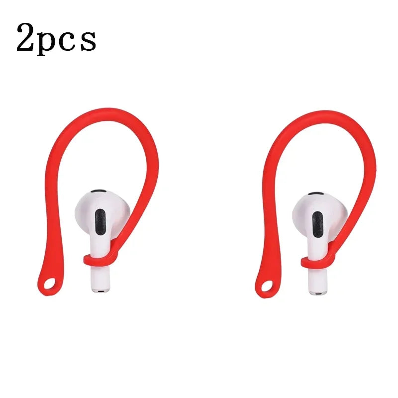 1/3/6Pairs Anti-Lost Earphone Silicone Earhook For Airpods Earpods Loop Clip Headset EarHook Replacement Headphone Accessories Oasis Select 1 pair Red