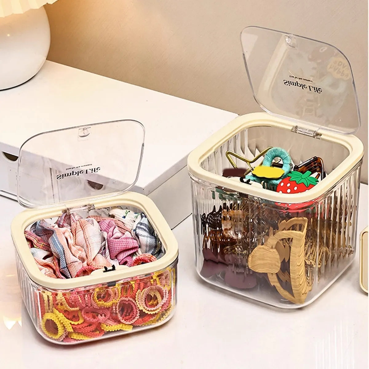 1pc Hair Accessory Storage Box, Desktop Press On Jewelry Box, with Lid, Girls' Rubber Band Headband Hair Clip Organizing Box Oasis Select