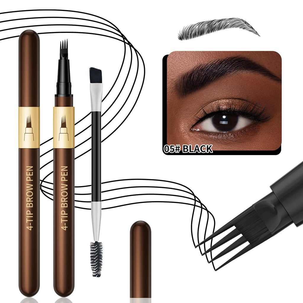 Hello Kiss 4-Tip Eyebrow Pencil – Waterproof & Long-Lasting