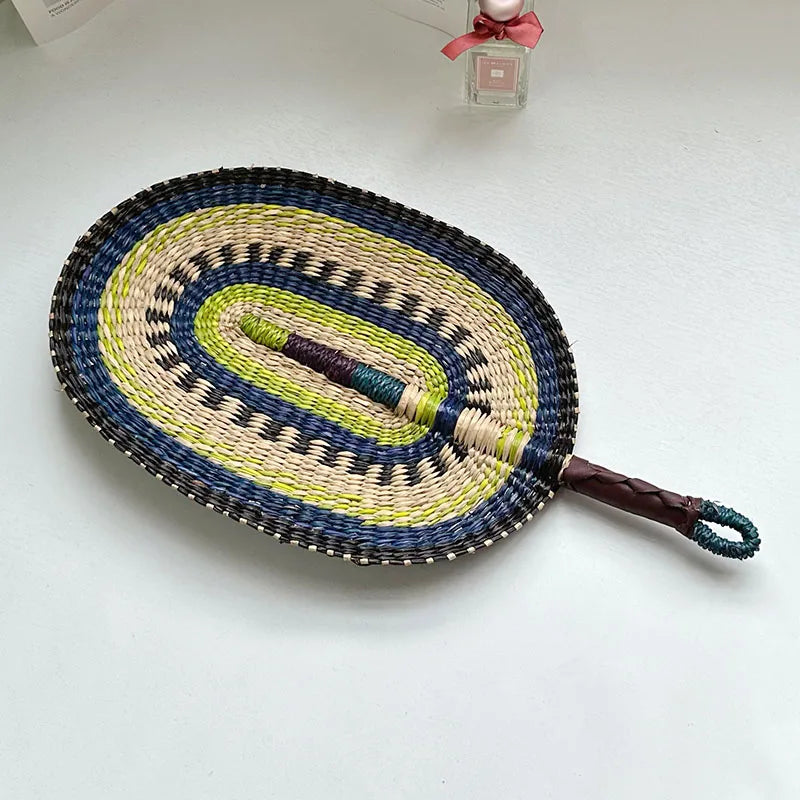 Woven Straw Fan Summer Cooling Grass Handwoven Fan Handmade Fan Nordic Hanging Decorations For Bedroom Wedding Party Home Decors Oasis Select