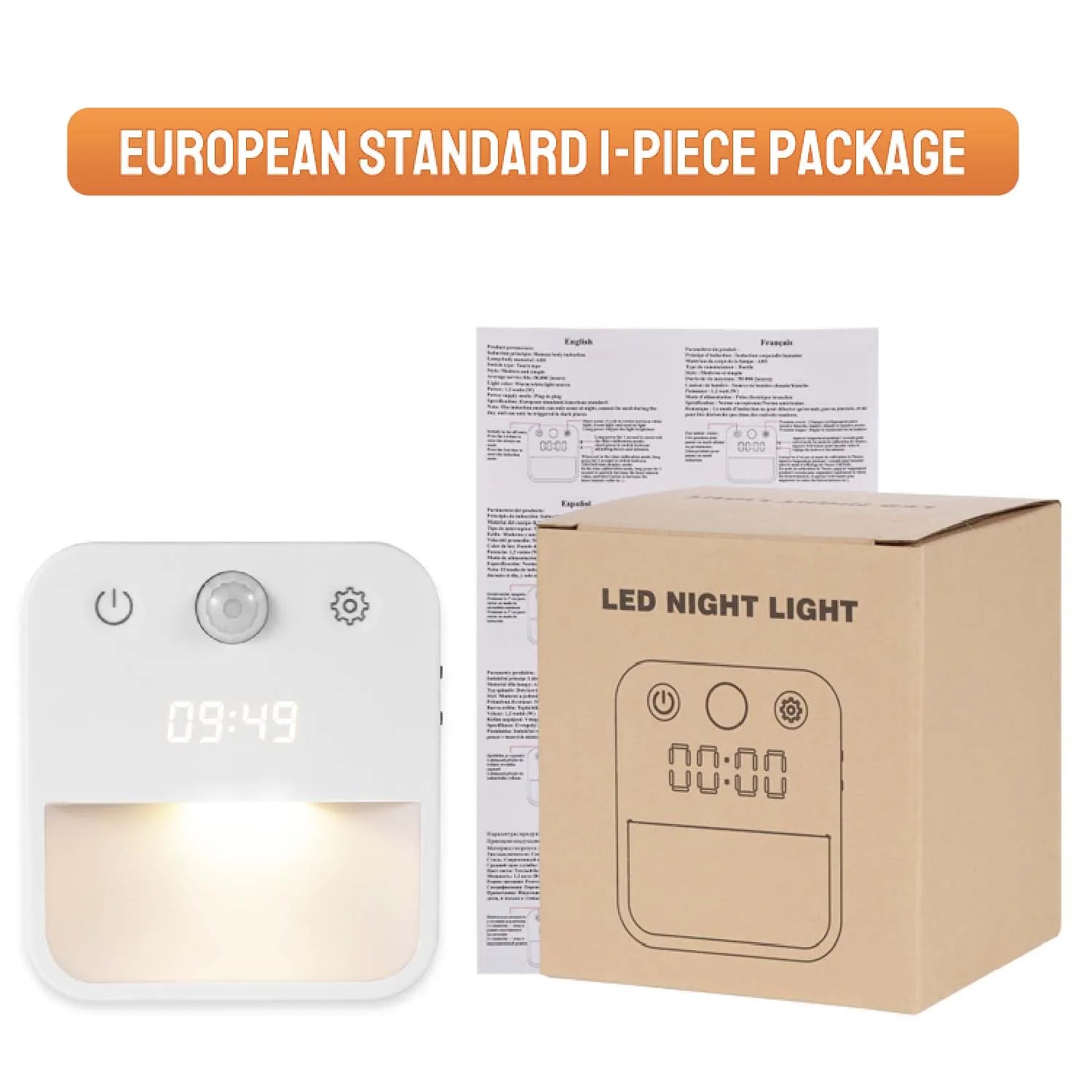 1pc/2pcs Bathroom Clock with Motion Senson, Night Light Clock Plug Into Wall Warm White Dusk to Dawn Sensor for Bedroom Hallway Oasis Select 1pc EU Plug EU