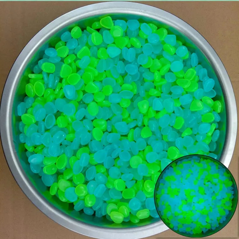 200Pcs Glow in the Dark Pebbles – Garden, Aquarium & Patio Decorative Garden Pebbles Oasis Select Blue-green 1cm