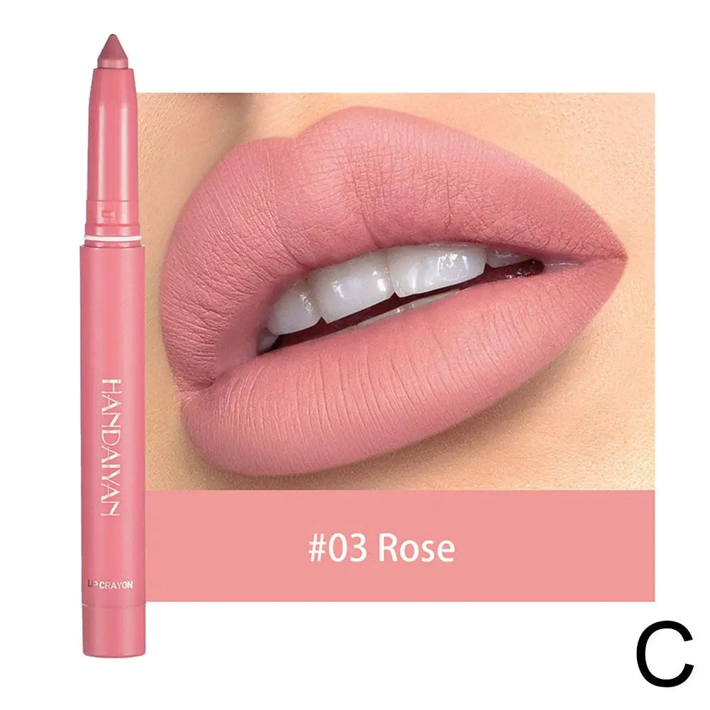 Long-Lasting Waterproof Matte Lip Crayon Lipstick Pencil Built-in Sharpener Velvet Lipgloss Lip Stain Moisture Smooth Lipliner Oasis Select 03