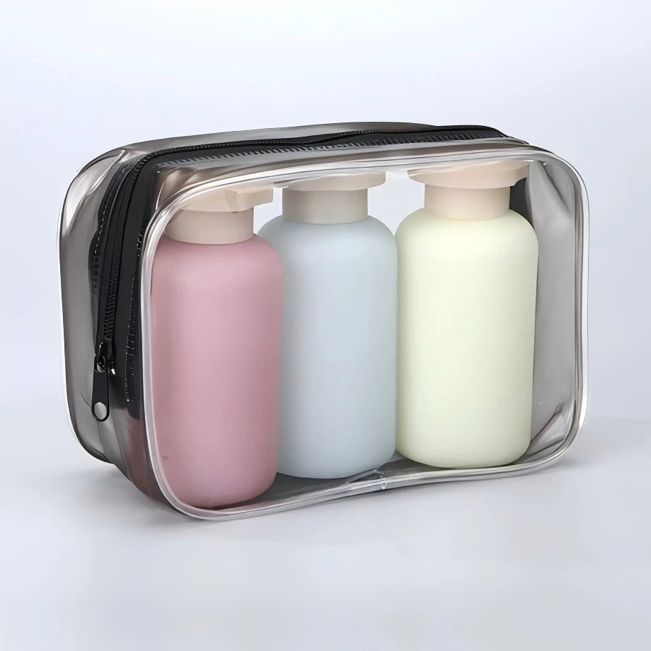3Pcs 100ML Travel Bottles Set, Leak-Proof Refillable Portable Dispenser for Shampoo Toner Lotion Shower Gel, Travel Essentials Oasis Select