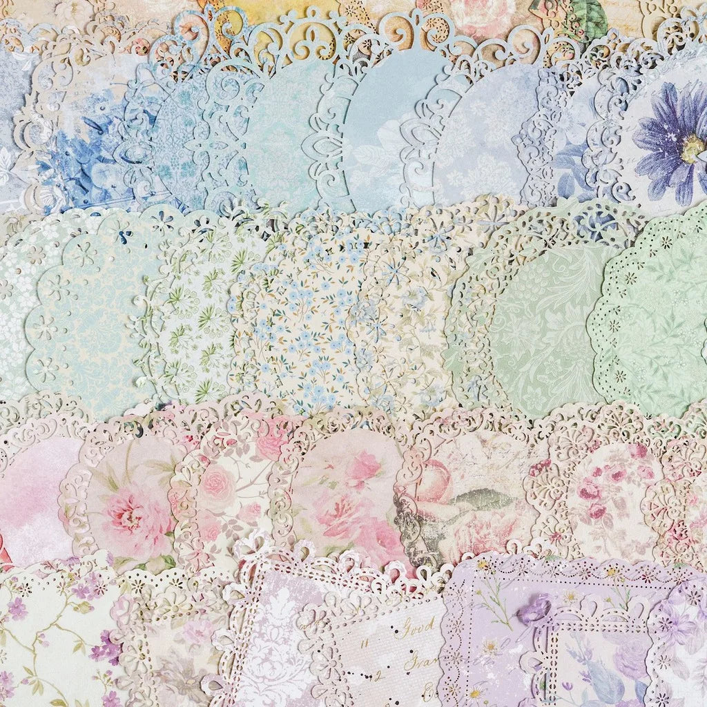Paper Lace Series Retro Relief Lace Material Paper 14 Sheets Aesthetic Junk Journal Supplies for Scrapbook DIY Card Making Oasis Select