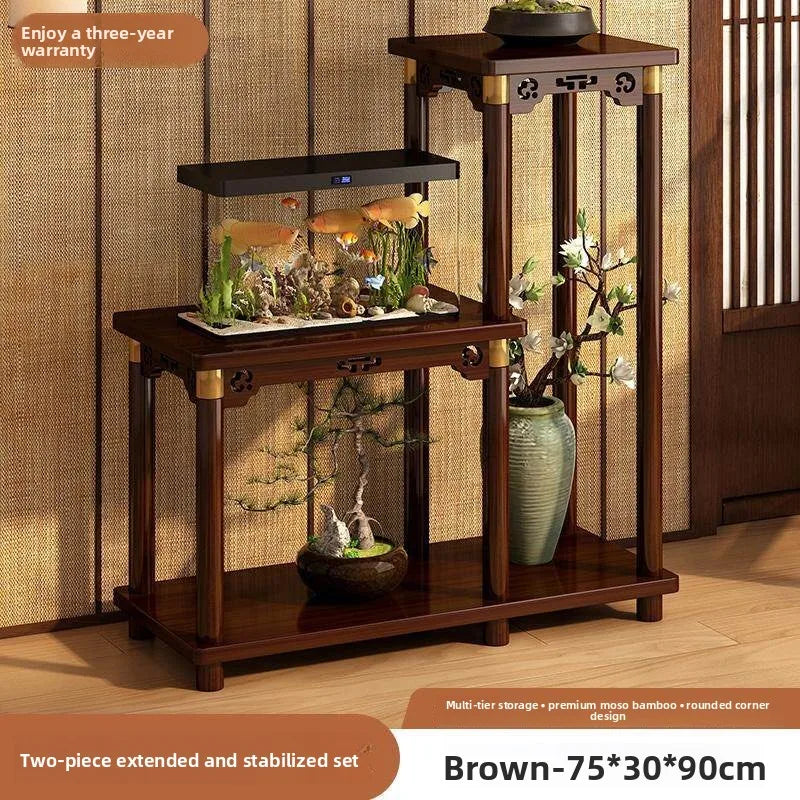 Flower table household living room multi-layer shelf entry door fish tank placed balcony outdoor movable plant flower pot rack Oasis Select Double Combination B