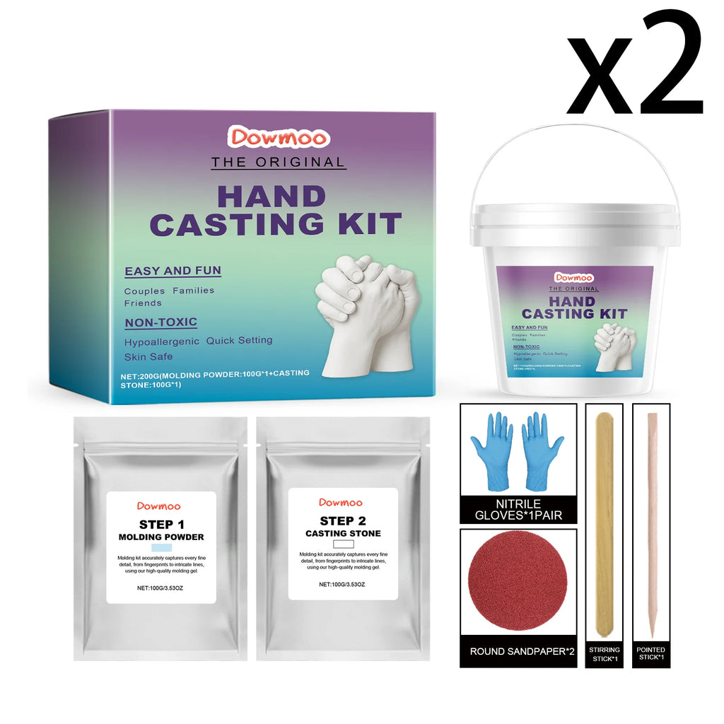 DIY Hand Casting Kit 3D Mold Making Set Family Memorial Gift Couple Baby Handprint Plaster Casting Safe Complete Craft Set Oasis Select 2set