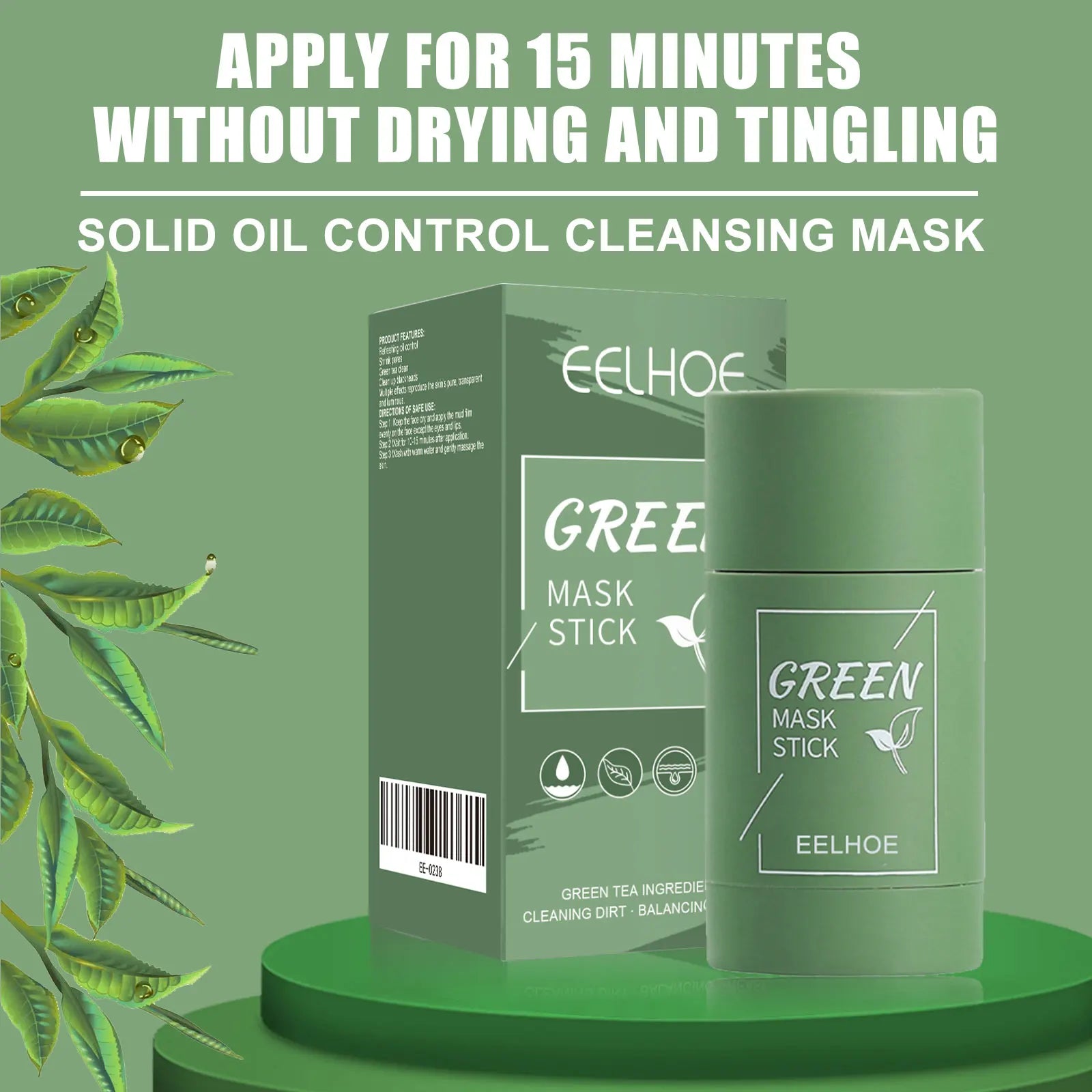 Green Tea Solid Mask Stick – Deep Cleanse & Pore Refining