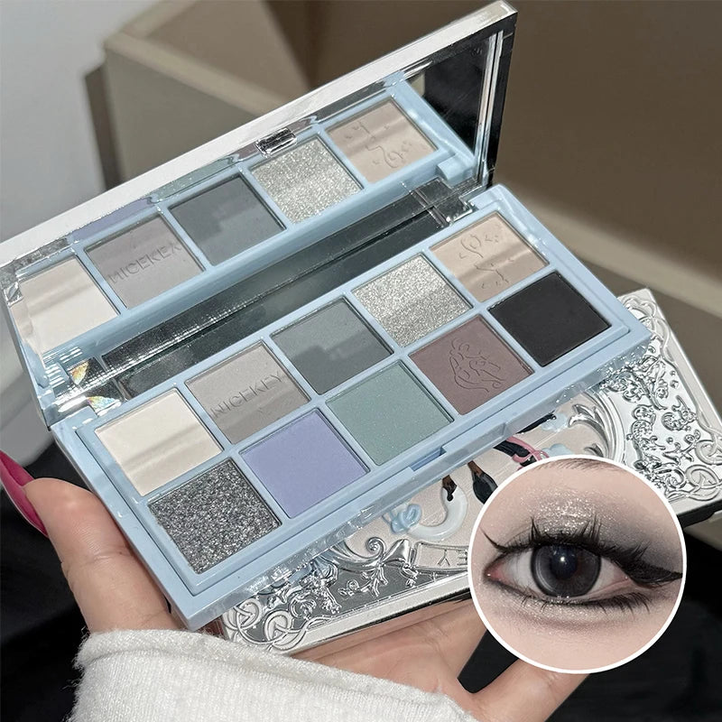 NICEKEY 10-Color Eyeshadow Palette – Glitter, Shimmer & Matte