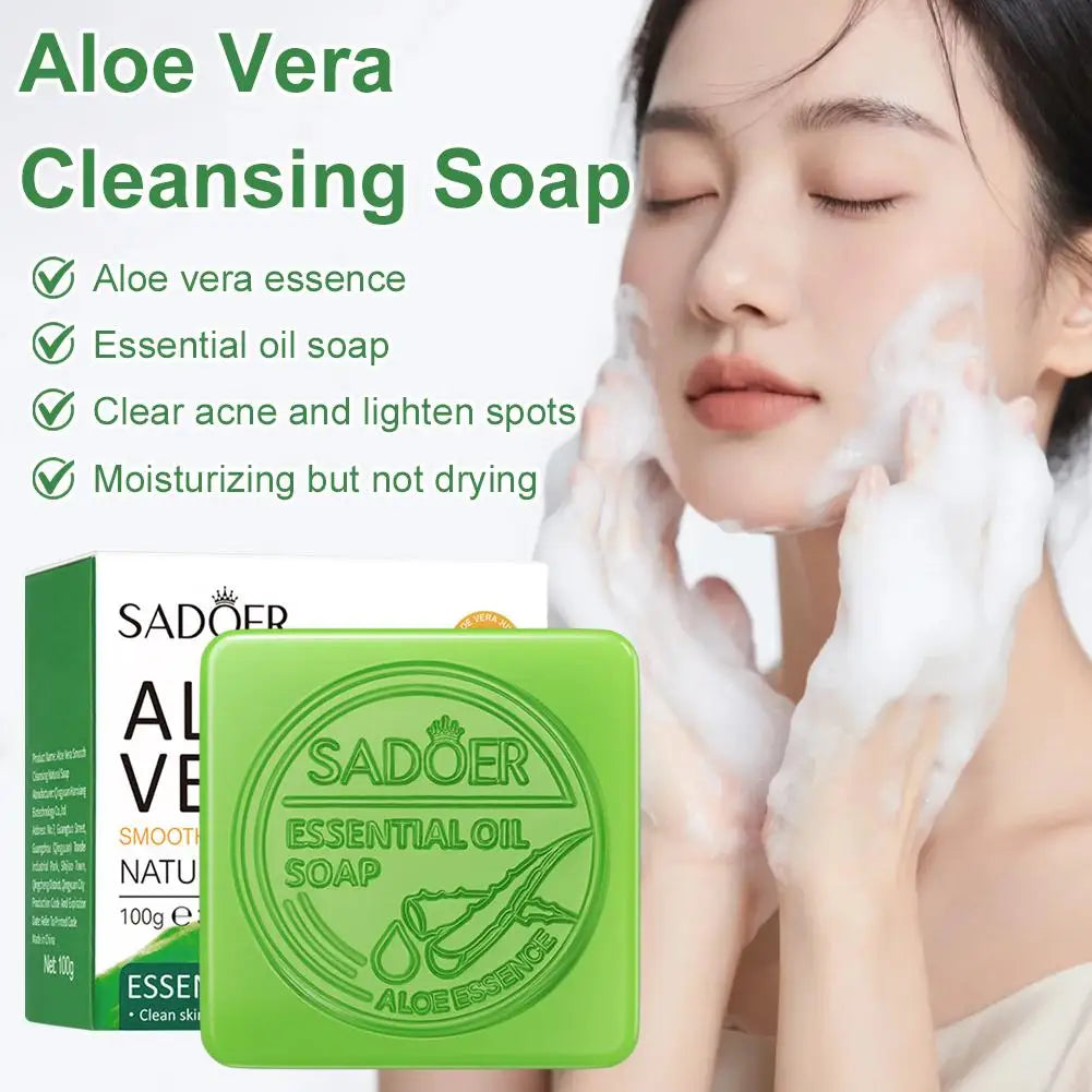 Aloe Vera Soap Bar for Face & Body, Handmade Washing Exfoliating Bar, Moisturizing Oil Control Mild Nourishing Cleaning Pore Oasis Select