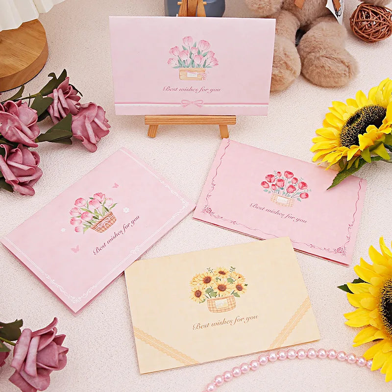 Pop-Up 3d Tulips Roses Sunflowers Bouquet Greeting Card Postcard Mother'S Day Blessings Creative Card Gift For Mother Oasis Select