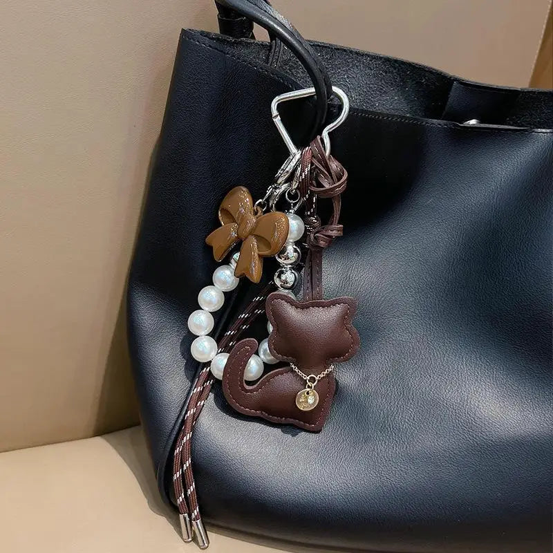 Black Cat Keychain Bag Charm Pendant | Cute Backpack Gift Bag Charm Keychain Oasis Select Coffee