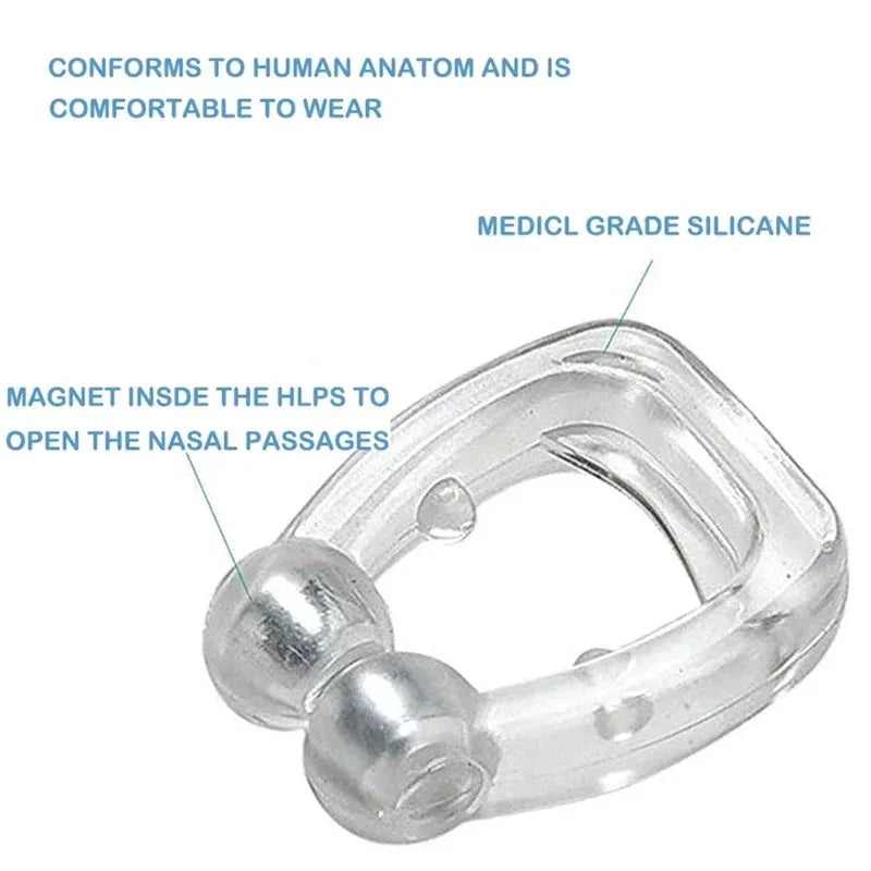 2/8/12pcs Portable Silicone Anti Snoring Device Nose Clip Magnetic Sleep Tray Sleeping Aid Improve Sleeping Breathe Apnea Guard Oasis Select