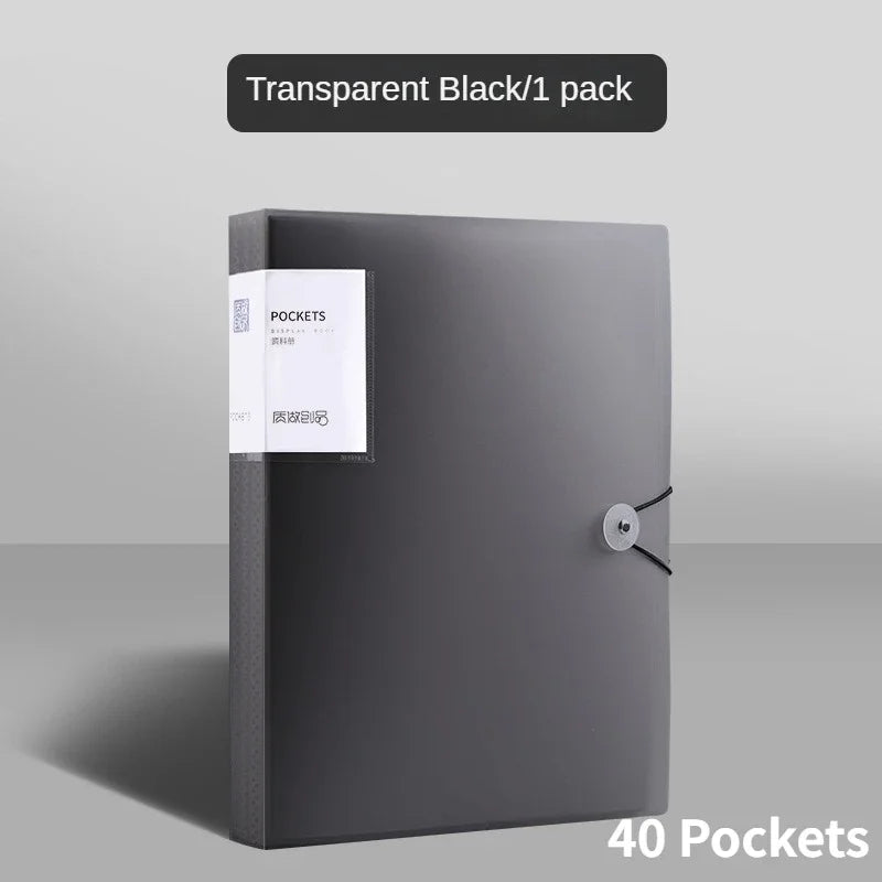 A4 Color Transparent Folder Document Large Capacity Dustproof Waterproof File Organizer Score Test PaperHolder Student File File Oasis Select black