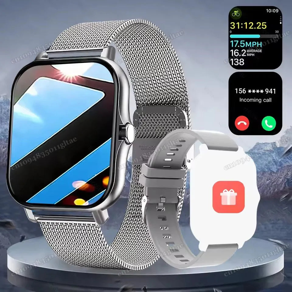 Smart Watch For Android IOS Watches 2.01inch HD Display Bluetooth Call Message Alert Music Sports Mode Smartwatch Men Women Gift Oasis Select Grey20Milan