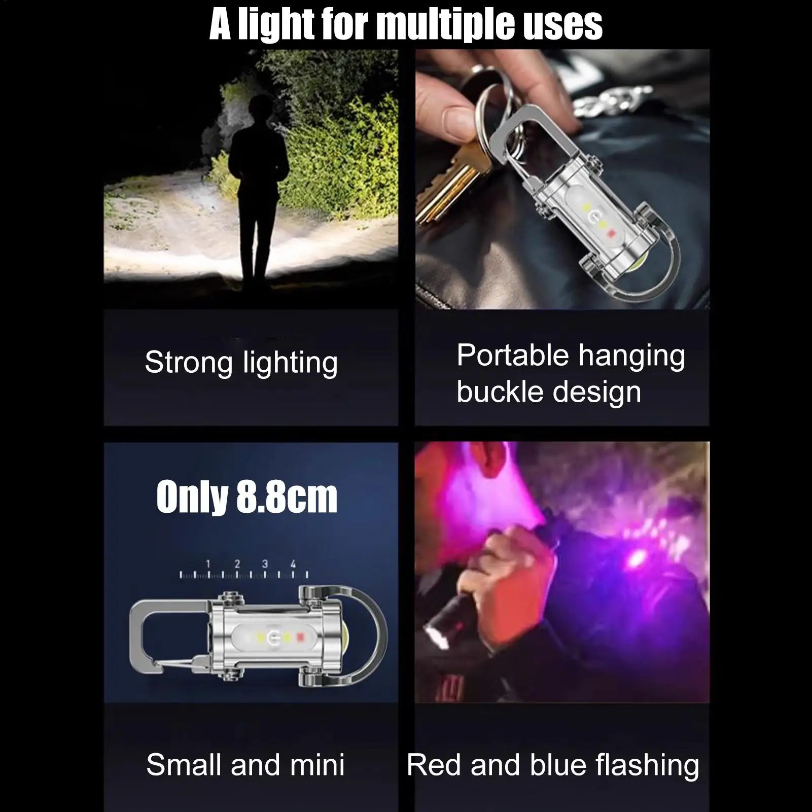 Keychain Flashlight Small Keychain Flashlight USB Charging All-Weather Bright Survival Equipment Waterproof for Friends Men Oasis Select