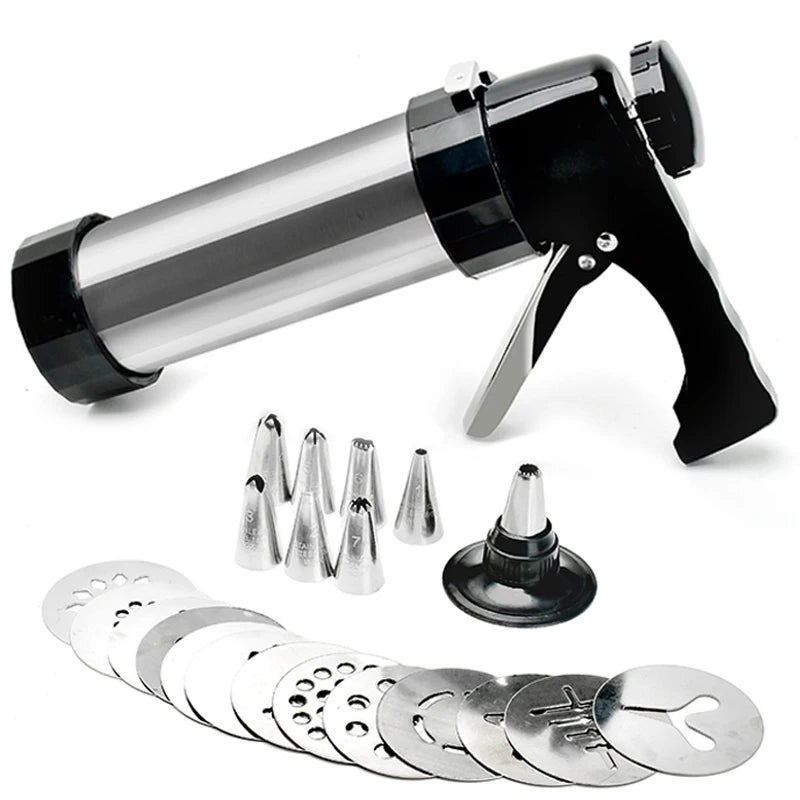 Cookie Press Stainless Steel Biscuit Extruder Press Cookie Gun Baking Kit Machine Set DIY Biscuit Press Maker Baking Tools Oasis Select B