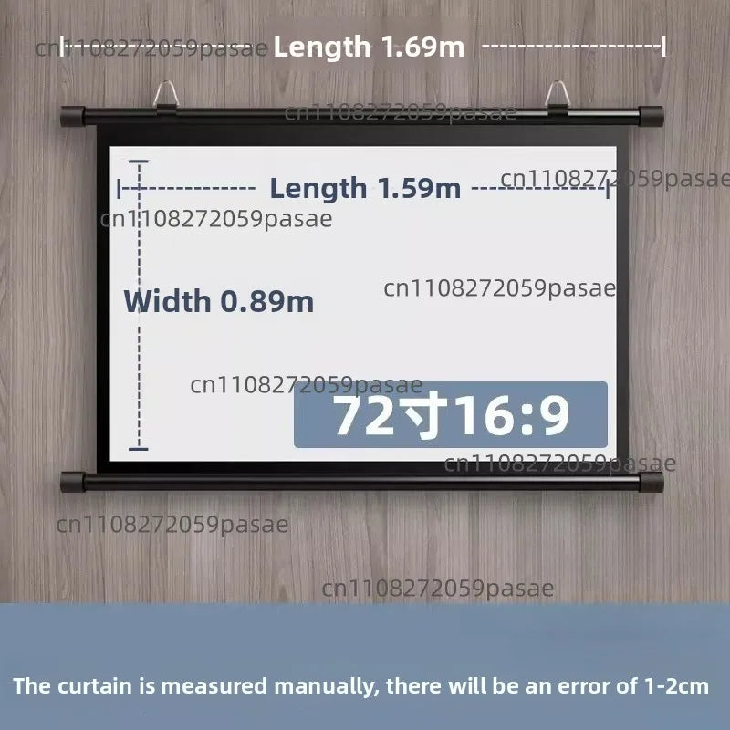 Projection Curtain 72-inch Curtain Bracket Rod Floor Non-punching Bracket Screen Drop Simple Projection Screen Oasis Select 72 inch 16 9 white glass fiber