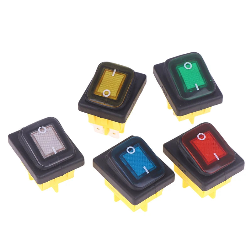 Durable Waterproof DPST Toggle Switch with LED, 4-Pin IP65, 12V/220V 30A for Heavy Duty Auto and Marine Usage. Oasis Select