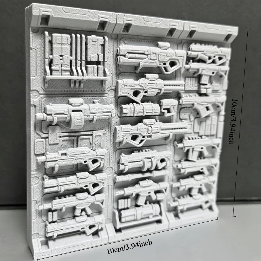 Sci-Fi Weapon Wall Panel Model - Cyberpunk Gun Rack Terrain, Industrial Tech Diorama Base for Miniature Scenery Oasis Select