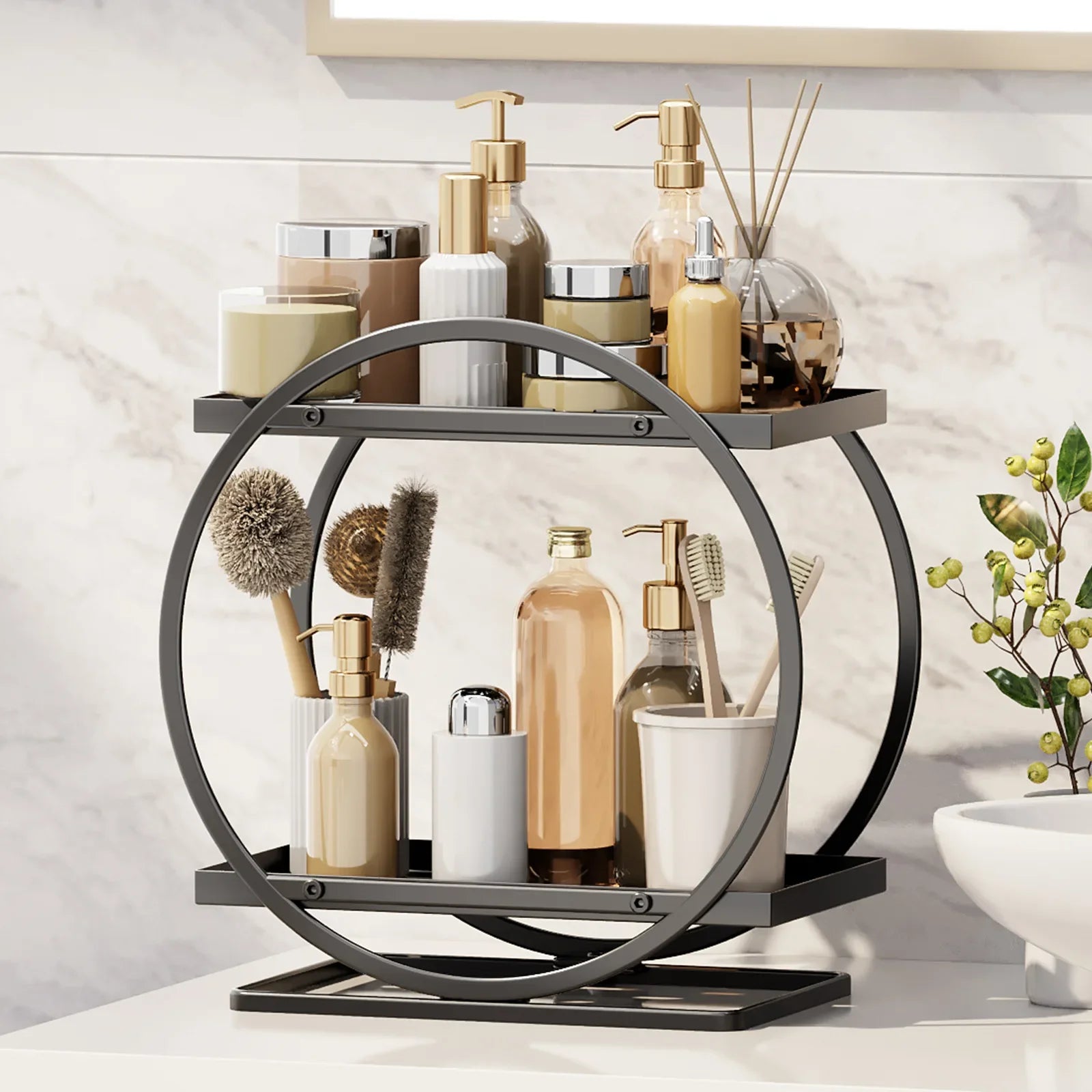 Light luxury toilet rack bathroom toilet hand wash countertop cosmetics storage box desktop vanity rack Oasis Select