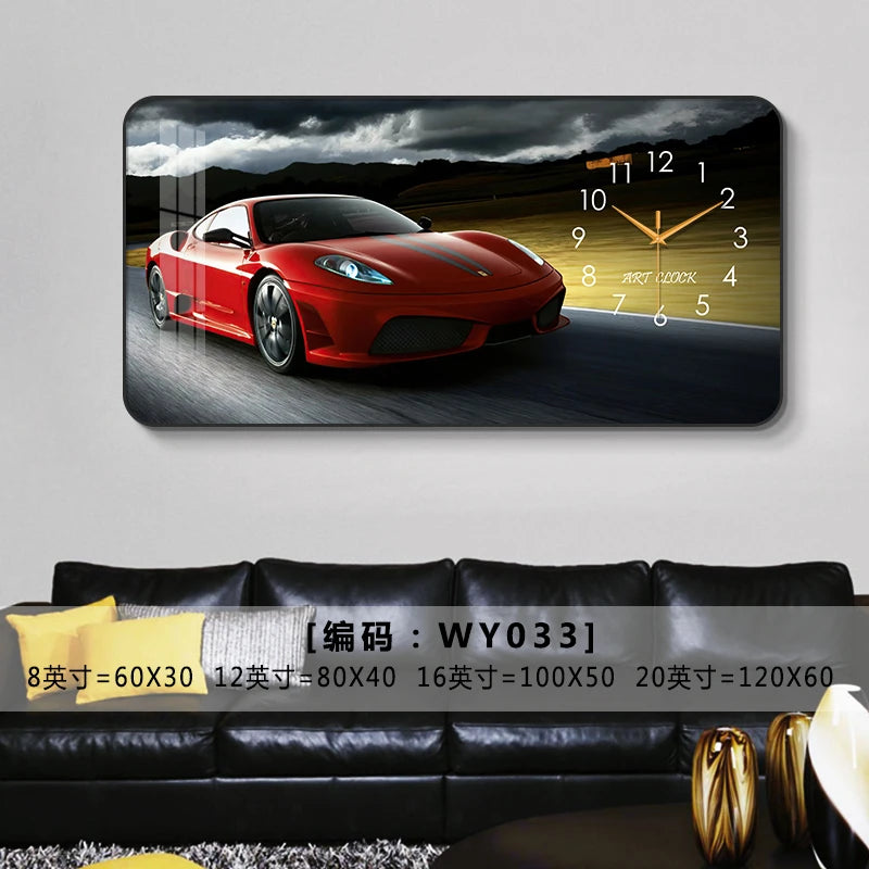 Car Clock Living Room Creative E-sports Room Silent Clock Auto Repair Beauty Shop Personality Art Decorative Painting Wall Clock Oasis Select WY033 80cm x 40cm