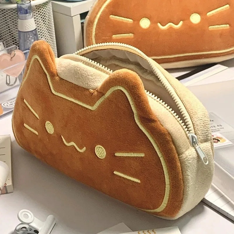 1pcs Kawaii Cat Plush Stationery Bag Portable Pencil Case Aesthetic Stationery Bag Suitable for Animal Lovers Gifts Oasis Select