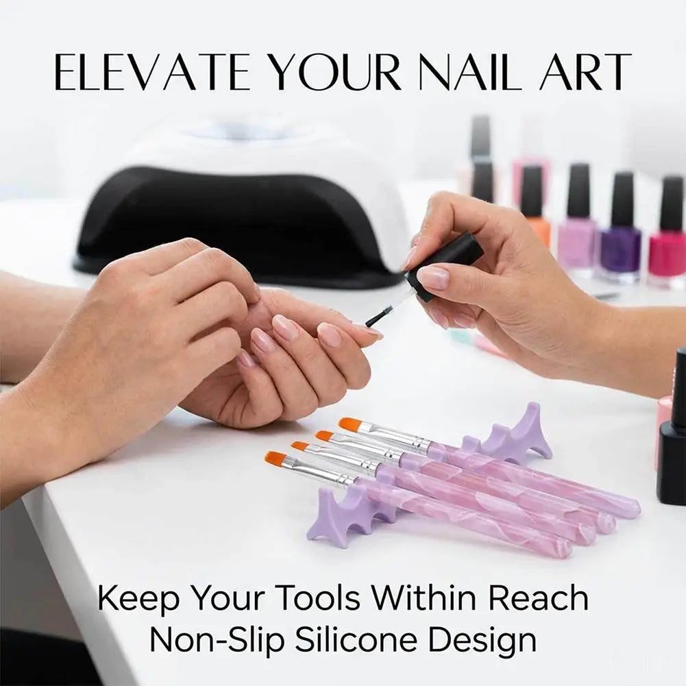 Soft Silicone Nail Pen Holder Brush Rack Shelf UV Gel Brush Display Stand Makeup Painting Pen Rest Organizer Nail Art Manicure Oasis Select