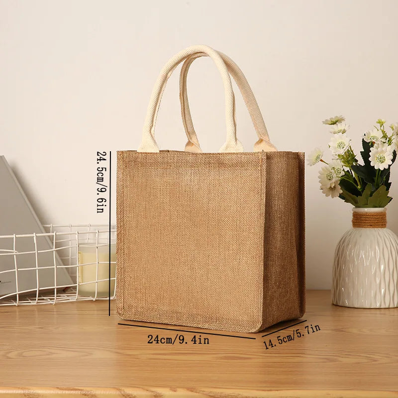 New linen tote bag large capacity jute tote bag imitation linen shopping bag travel organizer bag Oasis Select B