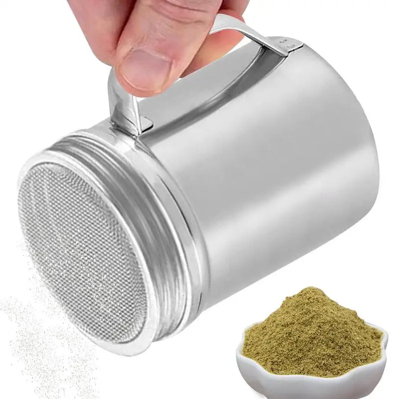 Powder Shaker Sugar Shaker Duster Stainless Steel Fine Mesh Shakers Stainless Steel Salt and Pepper Shaker for Cooking Kitchen Oasis Select