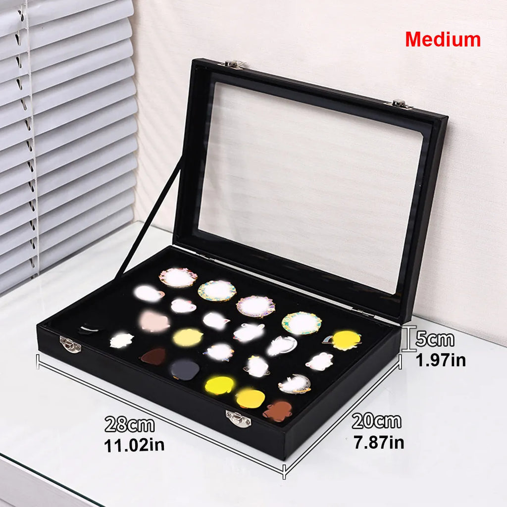 1pc Badge display box with transparent dust cover, brooch and collectible jewelry box, black large capacity jewelry box Oasis Select Black - Medium