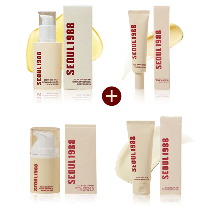 Seoul 1988 Retinol Ginseng Eye & Face Cream Serum Set Firming Moisturizing Diminish Lines Wrinkles Skin Care Essences Oasis Select