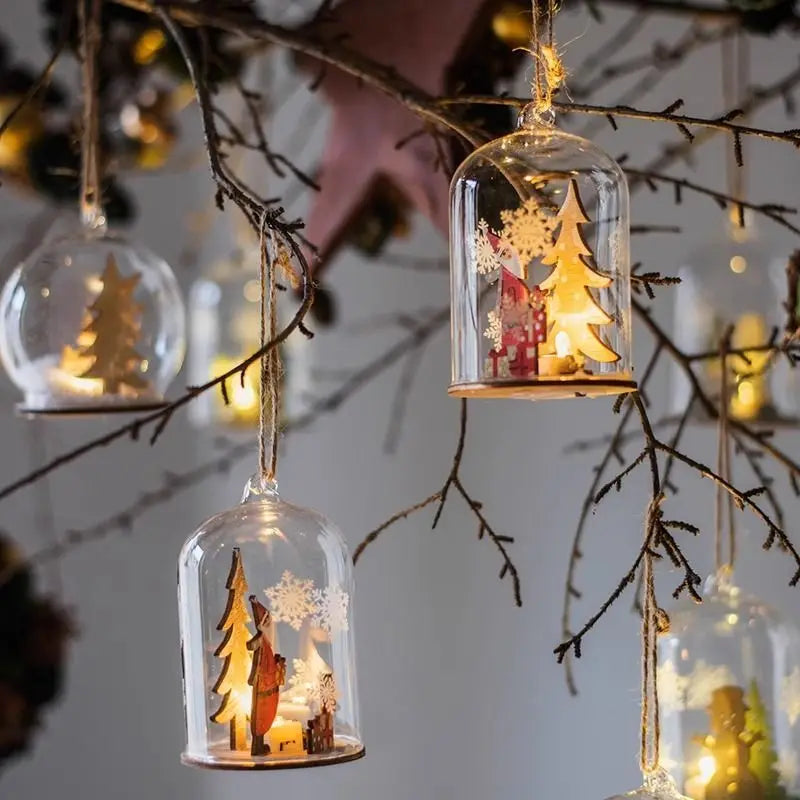 Luminous Lamp Hanging Decorations Christmas Ornaments Glass Lamp Balls Hanging Balls Santa Claus Reindeer Snowman Ornaments Oasis Select