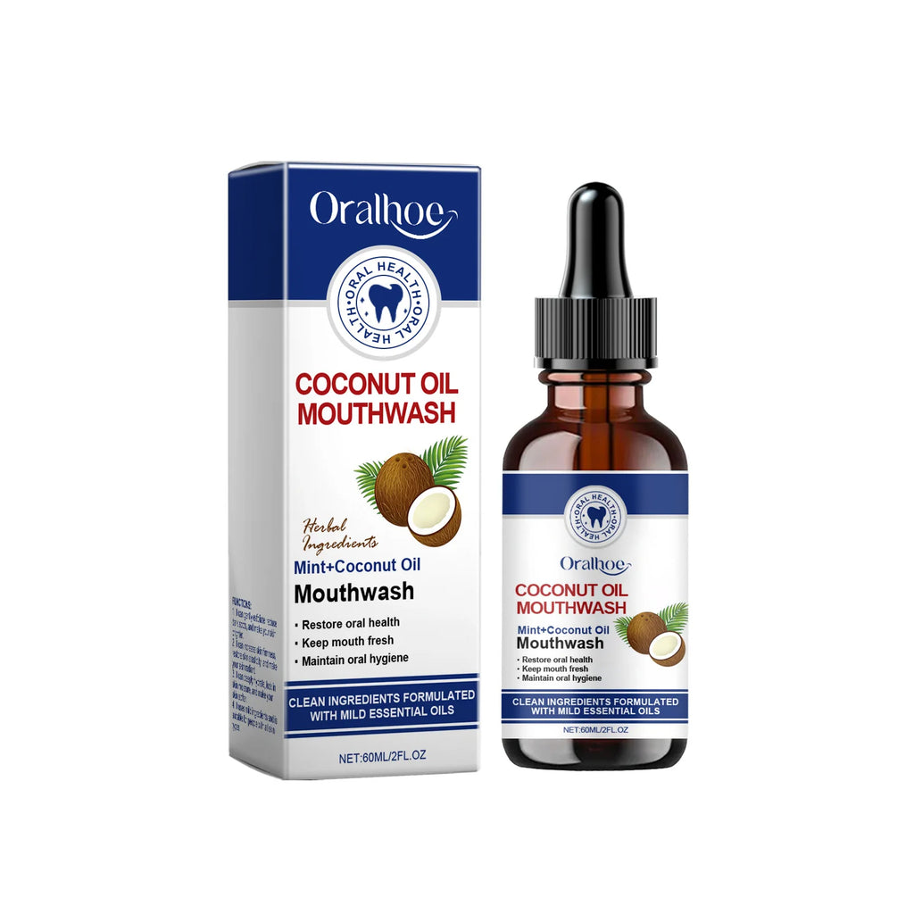 Oralhoe Coconut Oil Mouthwash – Whiten Teeth & Fresh Breath Whitening Mouthwash Oasis Select 60ml boxed