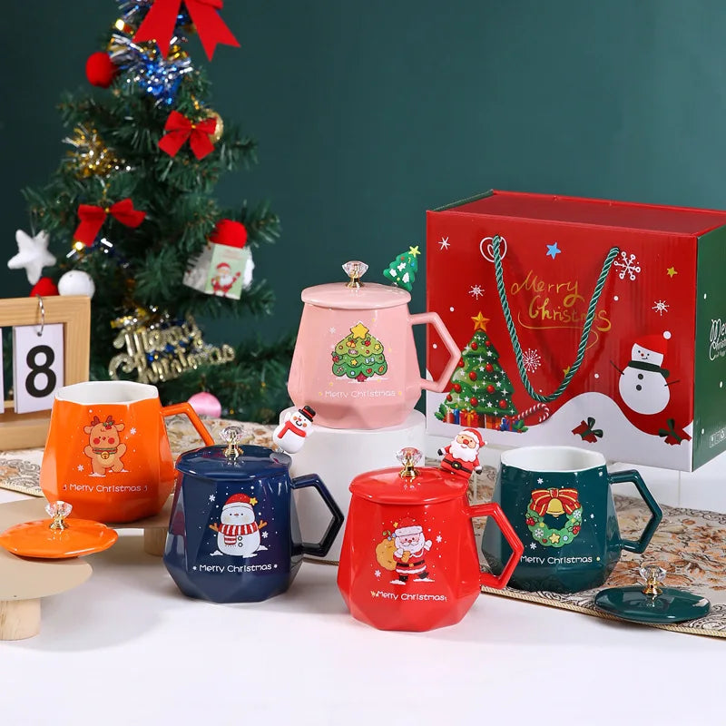 Christmas Creative Water Cups, Christmas Ceramic Cups, Christmas Tree, Snowman, Santa Claus Mugs, Coffee Cups, Festival Gift Oasis Select