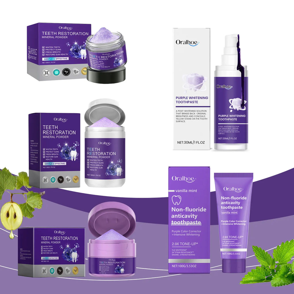 Oralhoe Purple Whitening Toothpaste & Tooth Brightening Powder