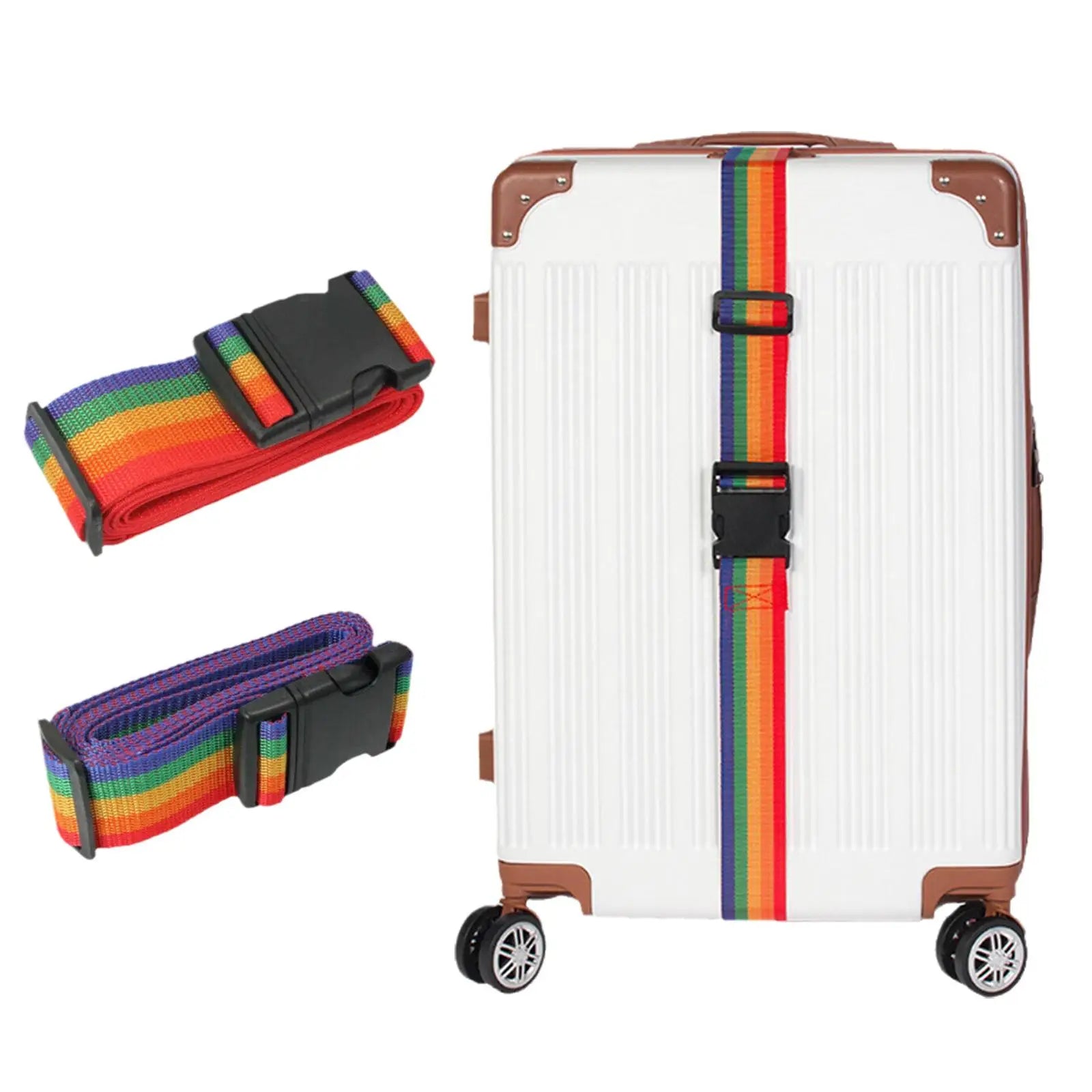 Rainbow Adjustable Luggage Strap – Secure Travel Suitcase Belt